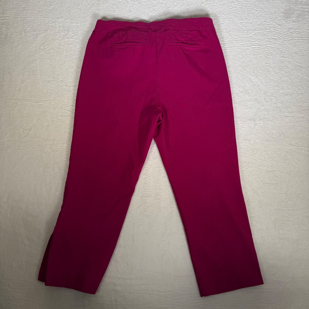 Chicos Brigitte So Slimming Magenta Pink Ankle Pants Size 2.5 US 14 Stretch Slit - Picture 2 of 8